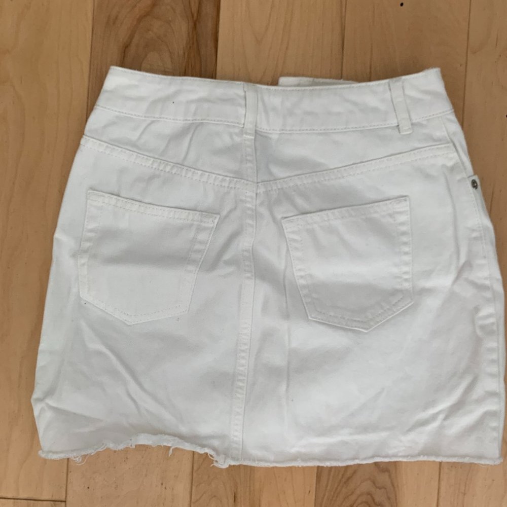 Topshop moto white denim mini skirt
